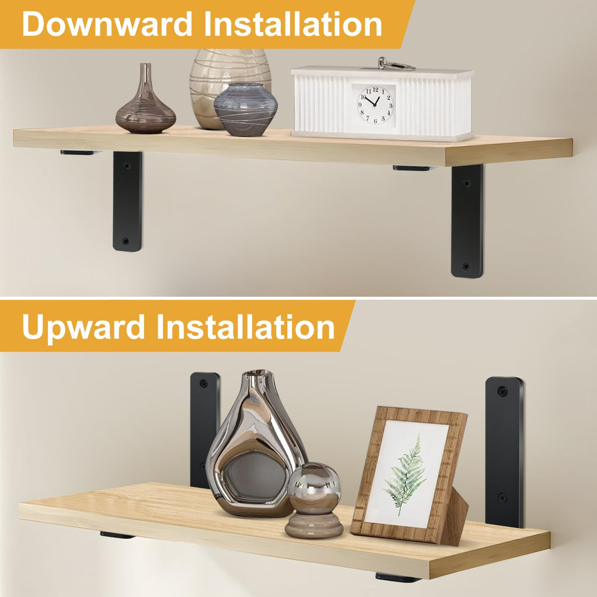 MHMYDZ 4 Pack L Shelf Brackets – 6 x 4 x 1.5 in, 5 mm Thick, Black Iron