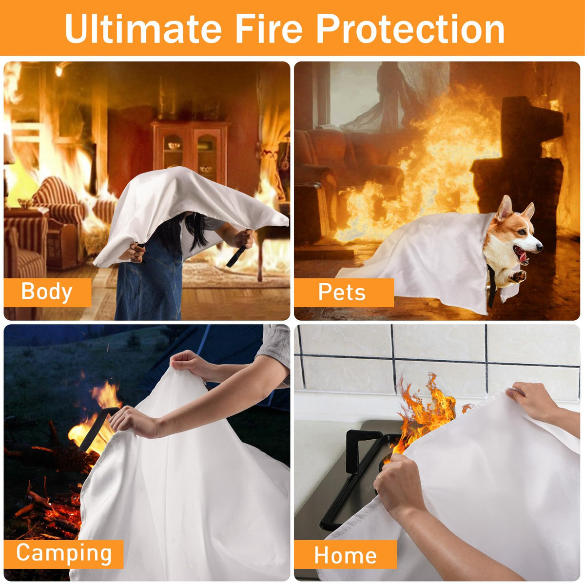 Mondoshop Fire Blanket Emergency for Home & Kitchen – 40x40 in Fire Retardant Blanket