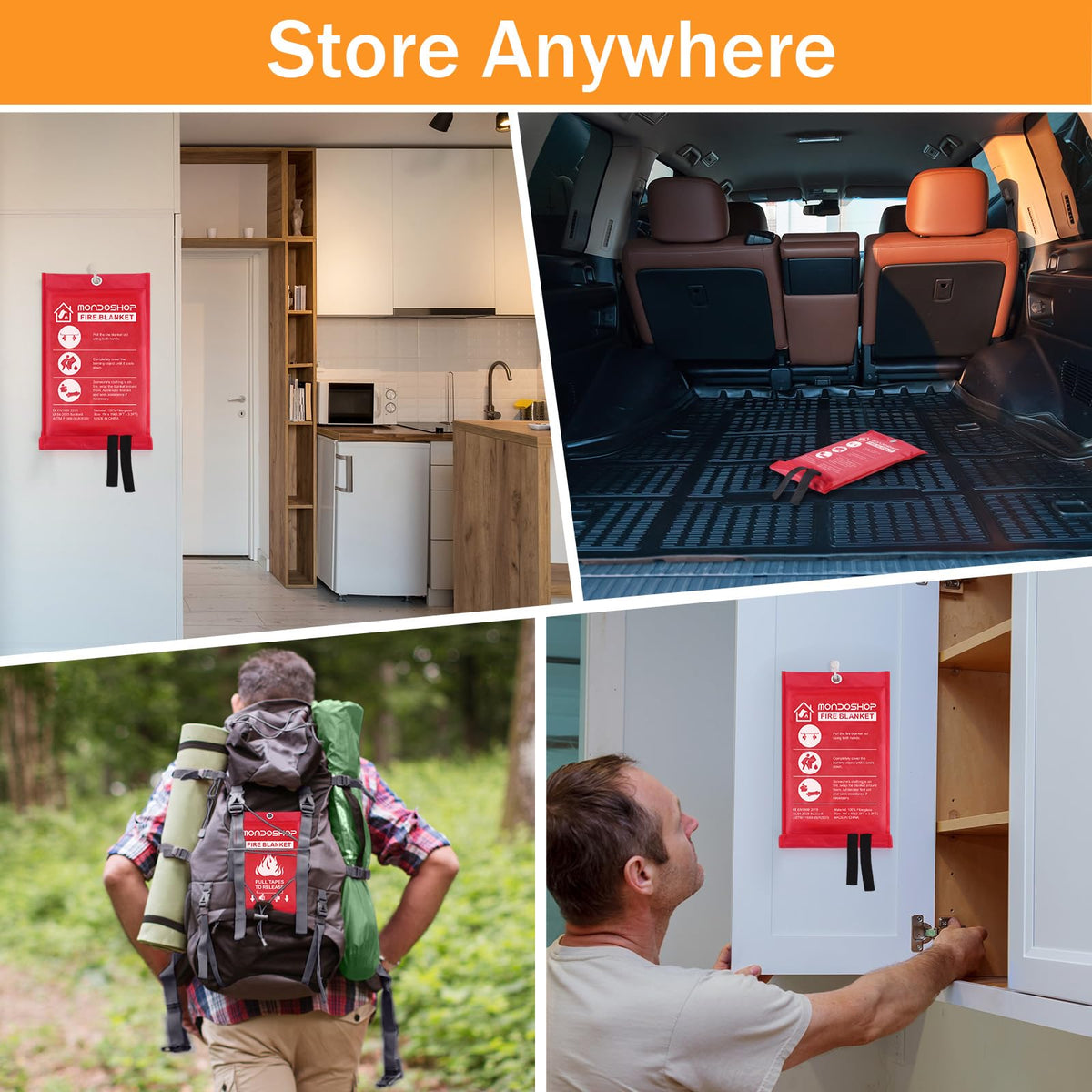 Mondoshop Fire Blanket Emergency for Home & Kitchen – 40x40 in Fire Retardant Blanket
