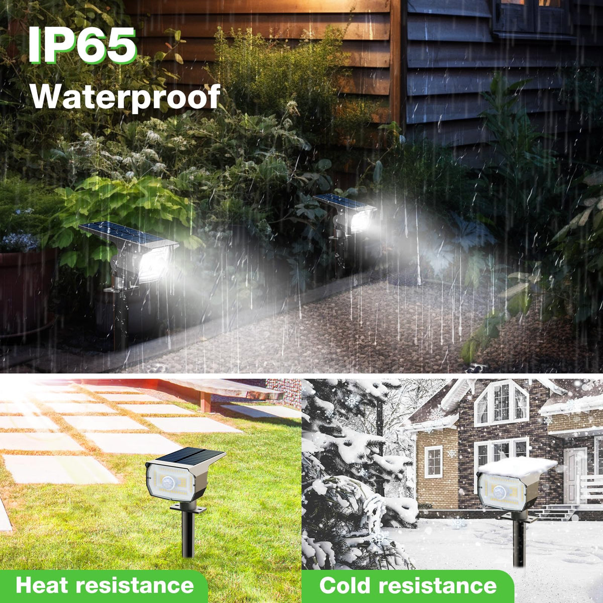 nipify Solar Spot Lights Outdoor Motion Sensor – 3 Modes, Waterproof 2-in-1 Landscape Lighting