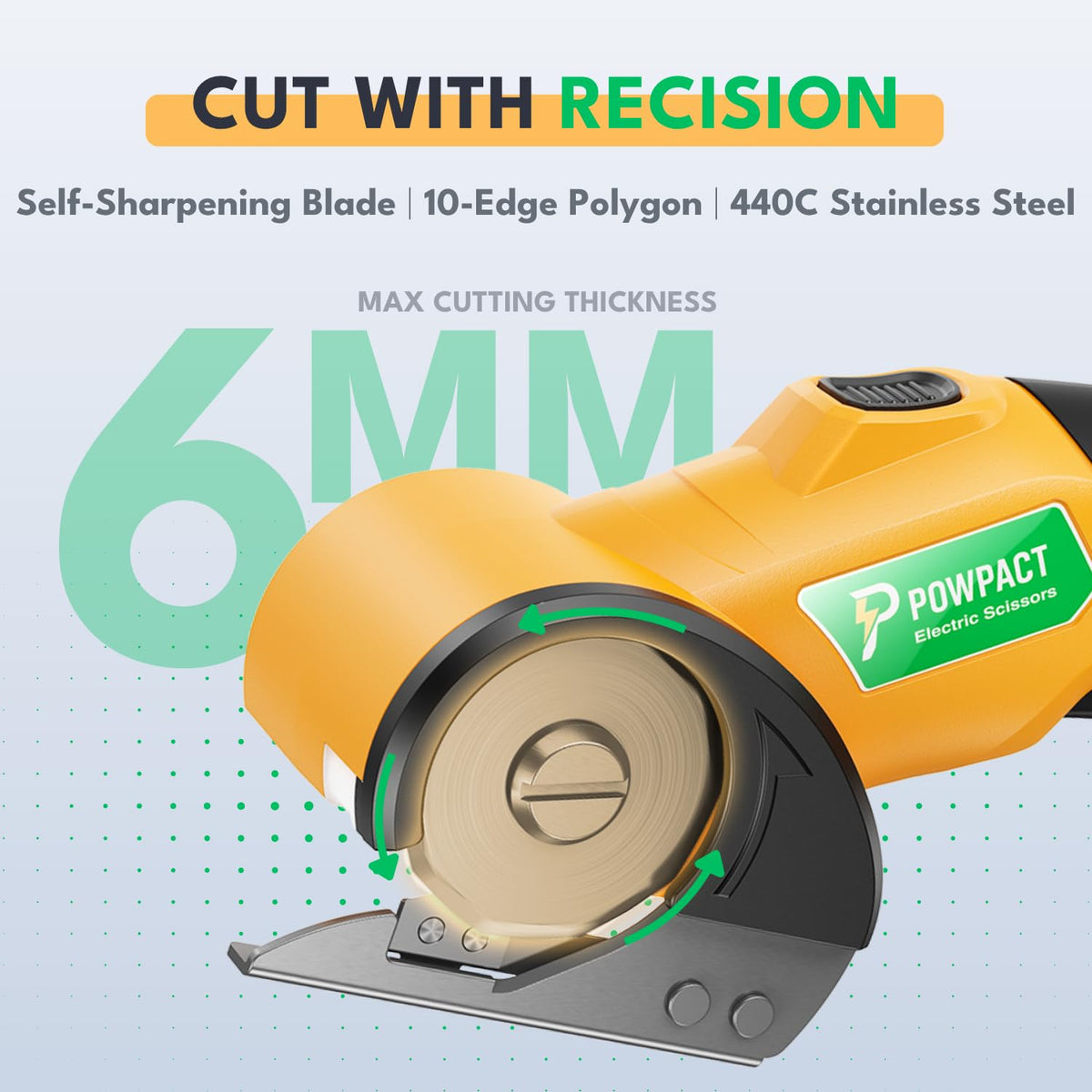 Powpact High Speed Cardboard Cutter – Cordless Electric Scissors with Safety Lock & USB-C Rechargeable Battery