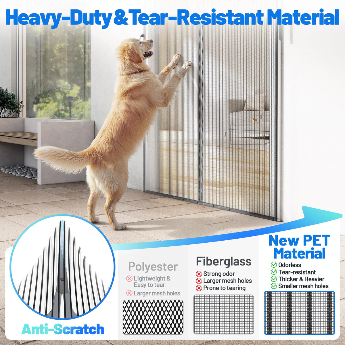 Sjuznng Heavy Duty Magnetic Screen Door Mesh | Auto-Sealing, 50 Magnets, Pet & Kid Friendly