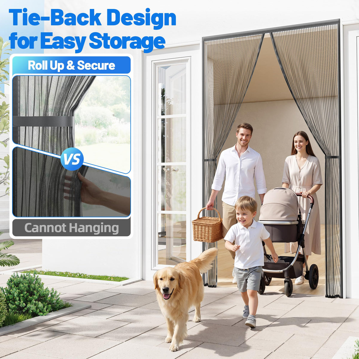 Sjuznng Heavy Duty Magnetic Screen Door Mesh | Auto-Sealing, 50 Magnets, Pet & Kid Friendly