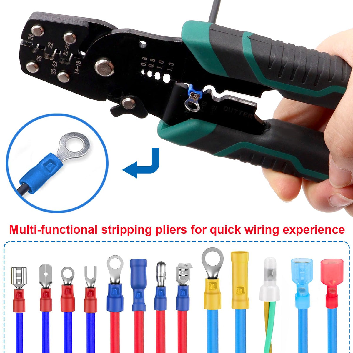 smseace 210PCS Wire Butt Connectors with Crimping Tool – 22-10AWG Insulated Electrical Terminal Set
