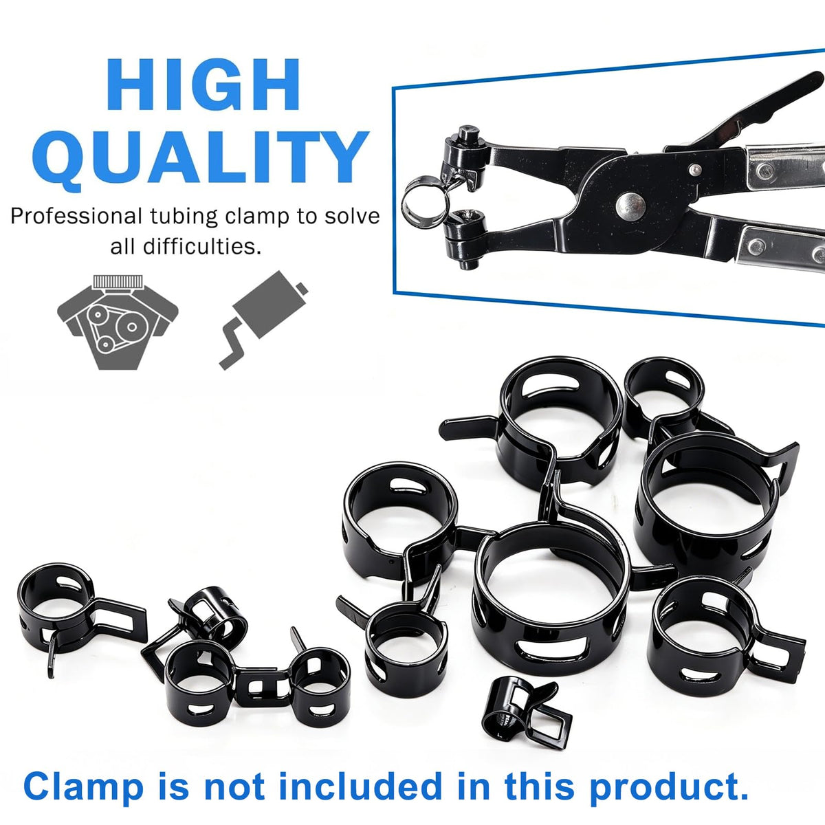 Tnisesm 132Pcs Spring Hose Clamps Kit (6-25mm) with Pliers