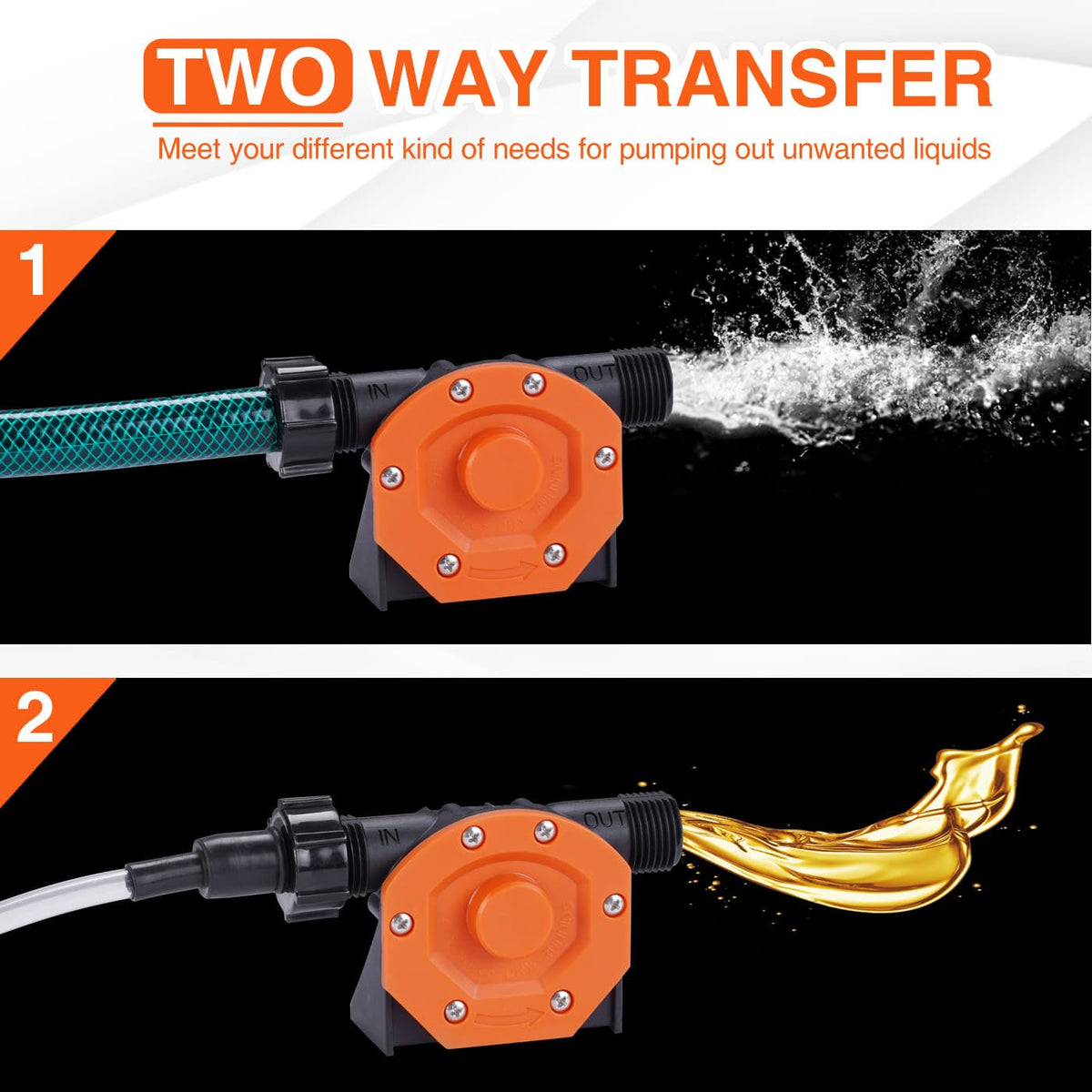 TOPWAY Drill Pump Attachment — Self-Priming Water & Oil Transfer (750 GPH)