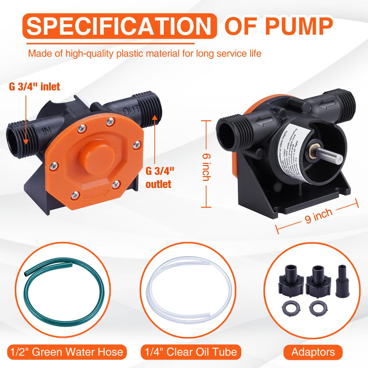 TOPWAY Drill Pump Attachment — Self-Priming Water & Oil Transfer (750 GPH)