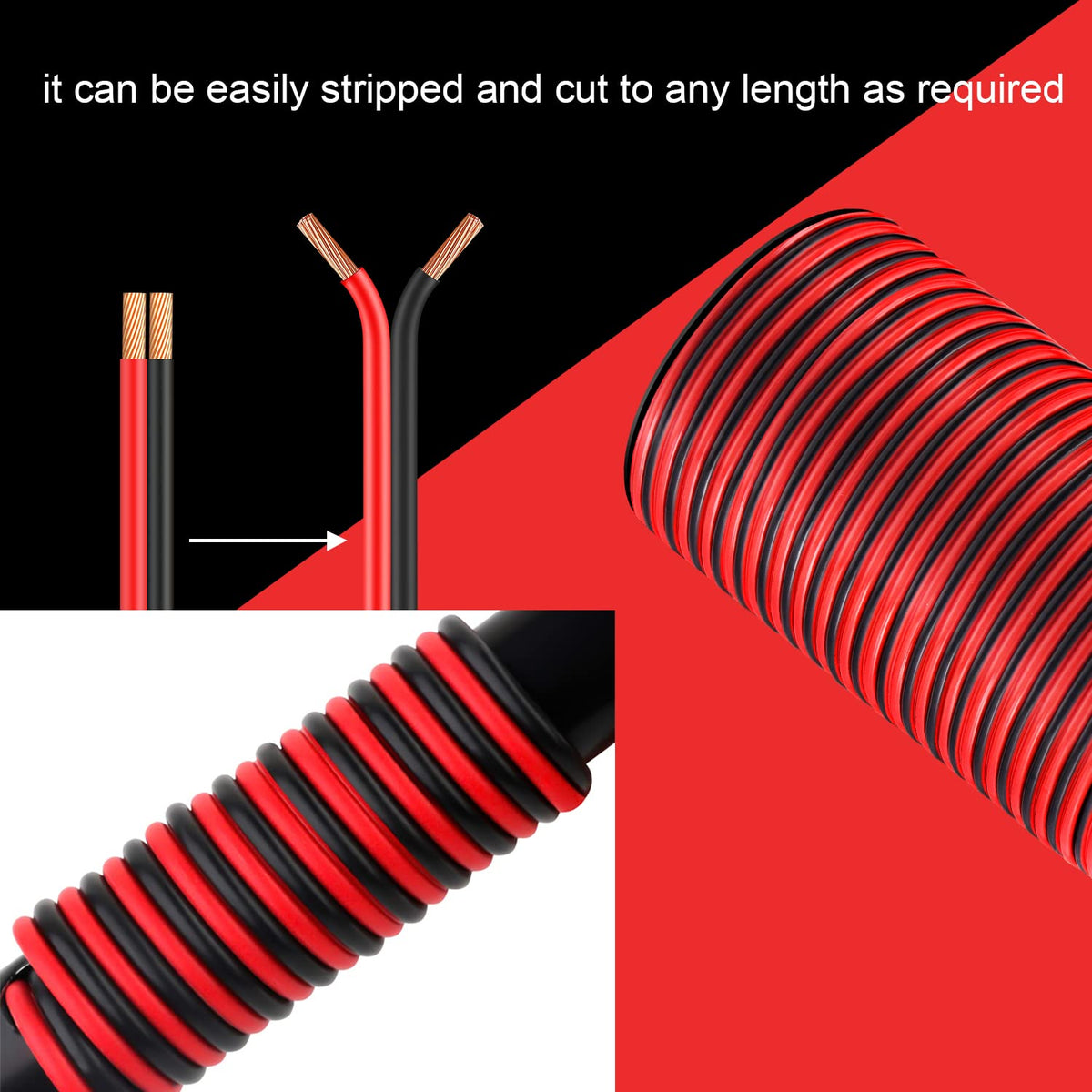 VIABRICO 10 Gauge Wire 100ft – 2-Conductor Low Voltage Cable, Red & Black PVC Insulated CCA for 12V/24V