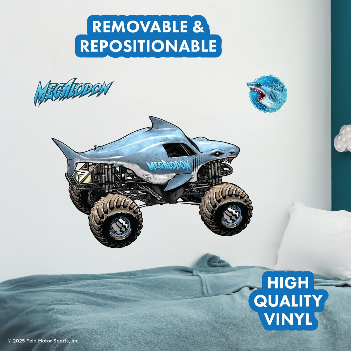 Monster Jam Megalodon Truck Wall Decal – 21-Inch Wide Wall Vinyl by Wall Palz