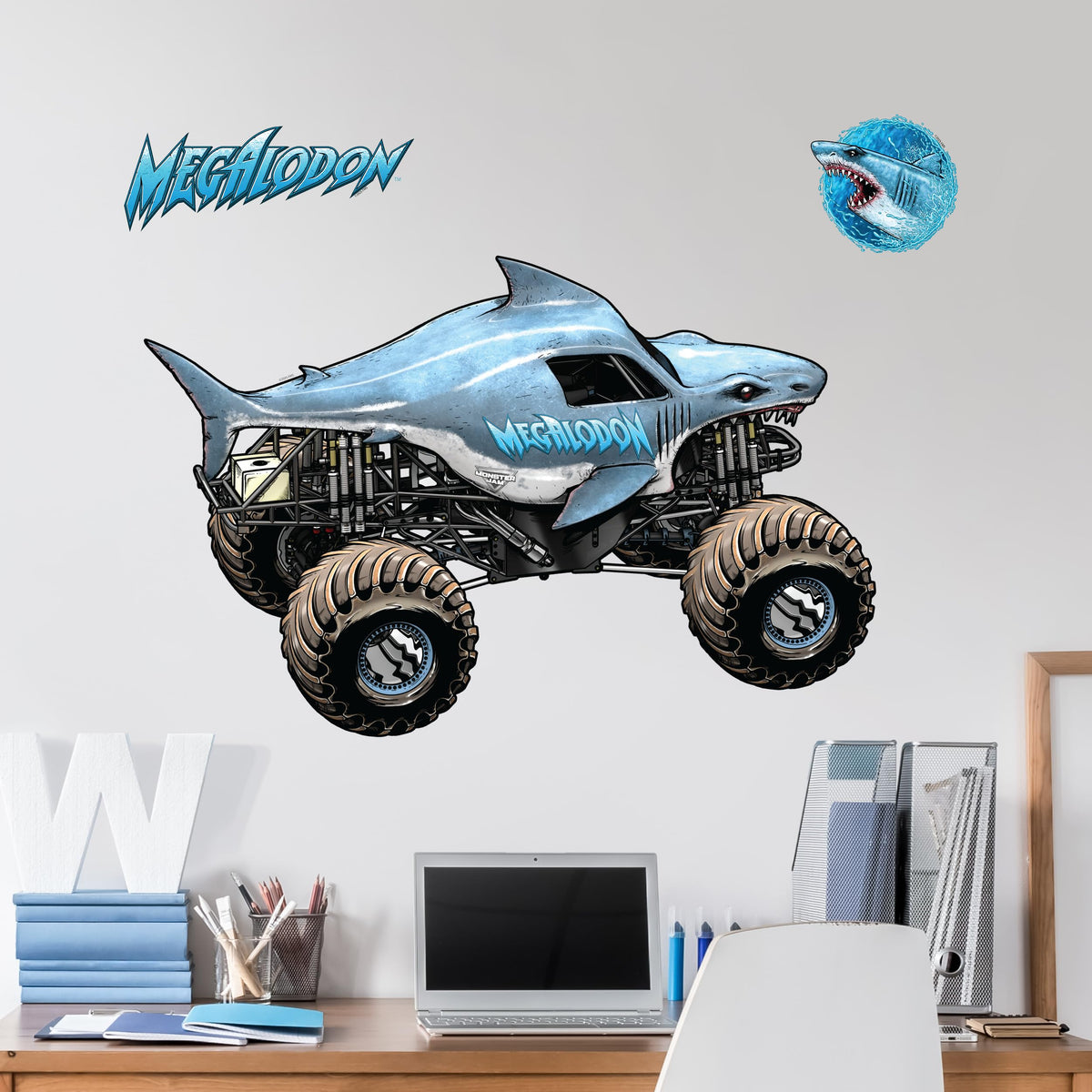 Monster Jam Megalodon Truck Wall Decal – 21-Inch Wide Wall Vinyl by Wall Palz