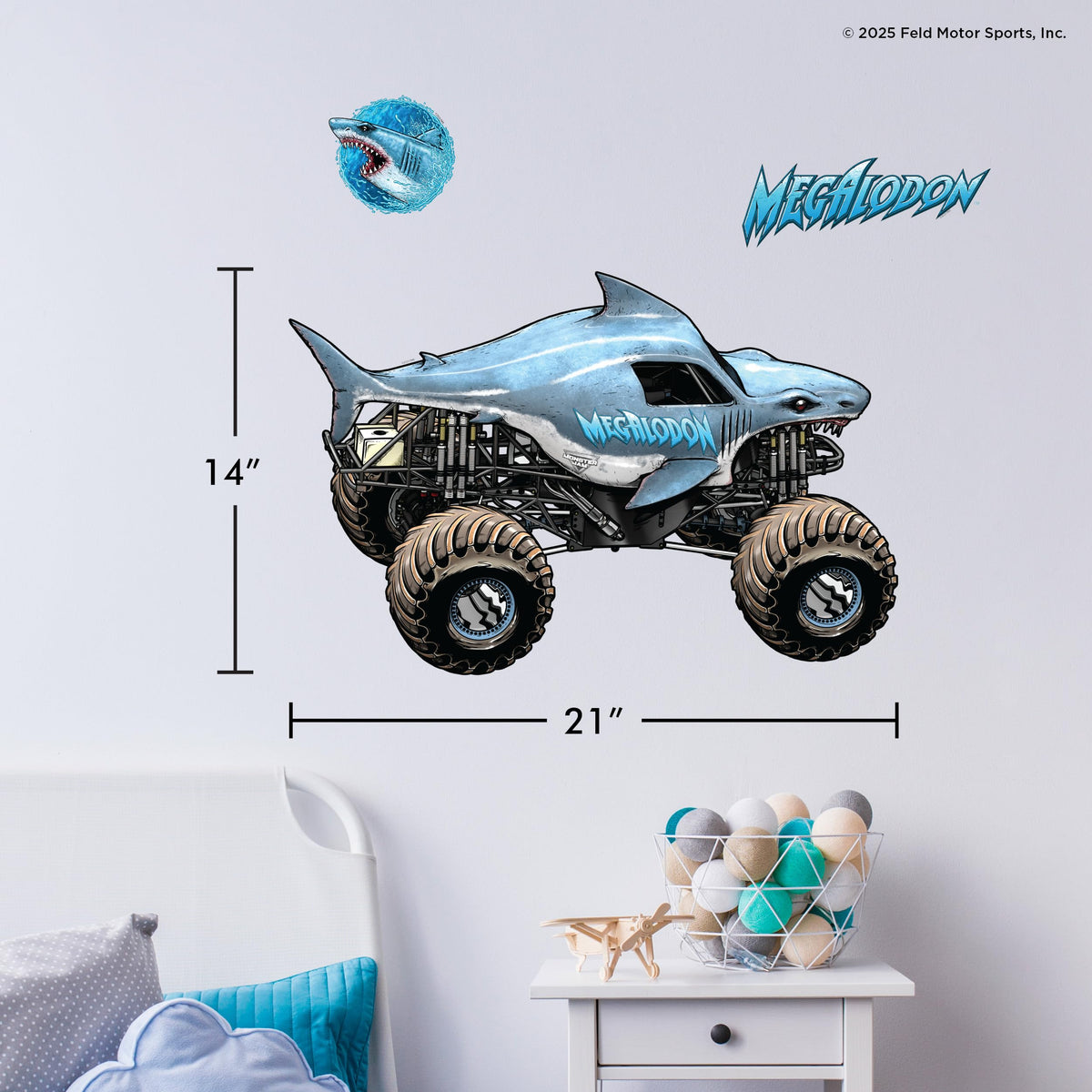 Monster Jam Megalodon Truck Wall Decal – 21-Inch Wide Wall Vinyl by Wall Palz