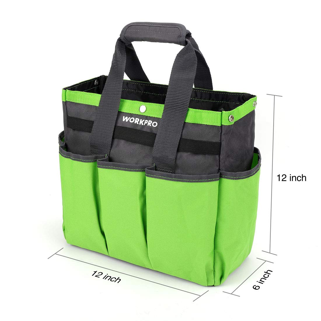WORKPRO Garden Tool Bag | 8-Pocket Heavy-Duty Oxford Tote (12x12x6)