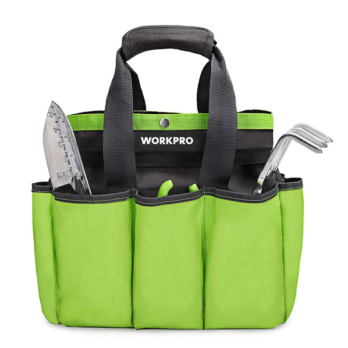 WORKPRO Garden Tool Bag | 8-Pocket Heavy-Duty Oxford Tote (12x12x6)