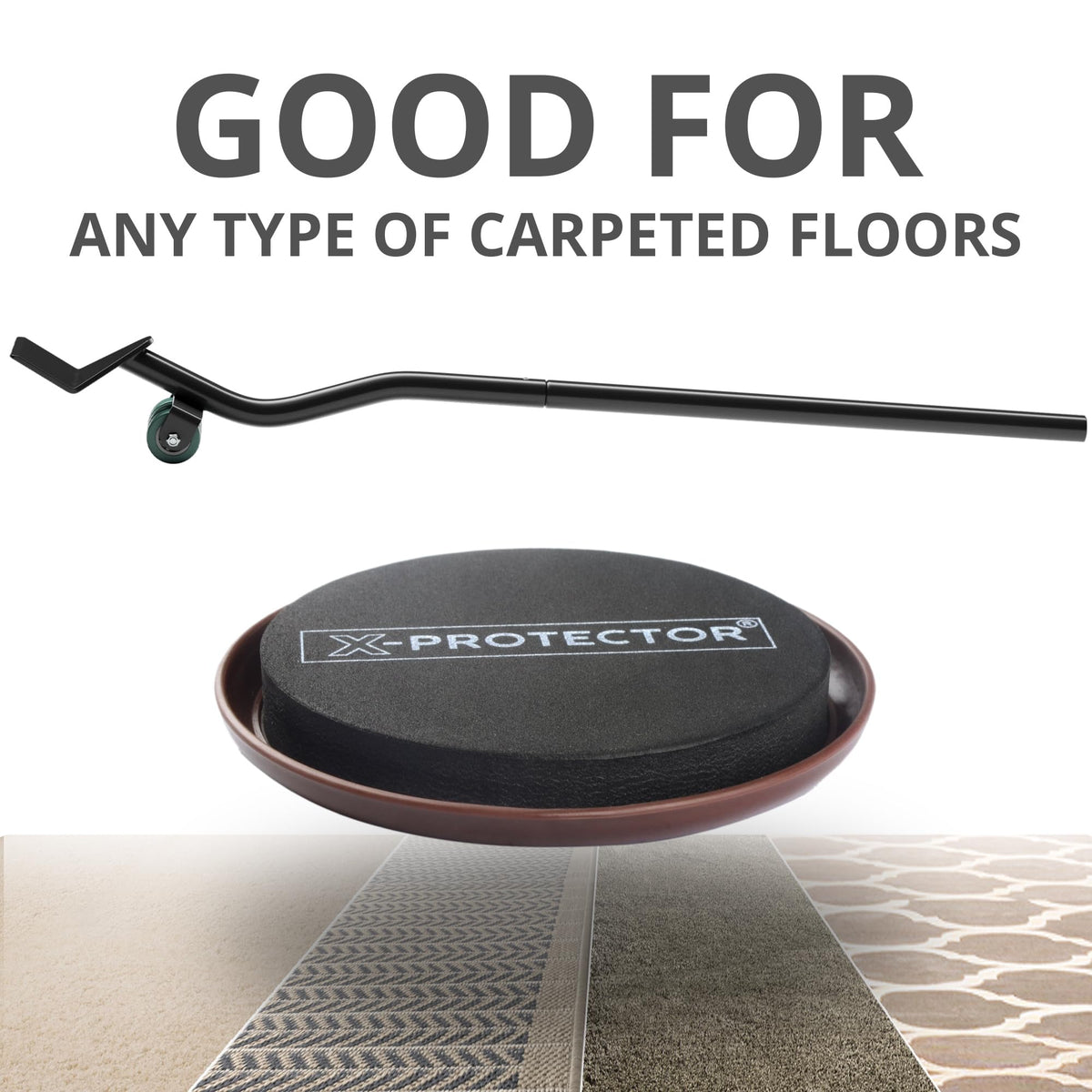 X-Protector Furniture Sliders for Carpet & Lifter Tool Set – 4 Pcs, 3.5-Inch Sliders
