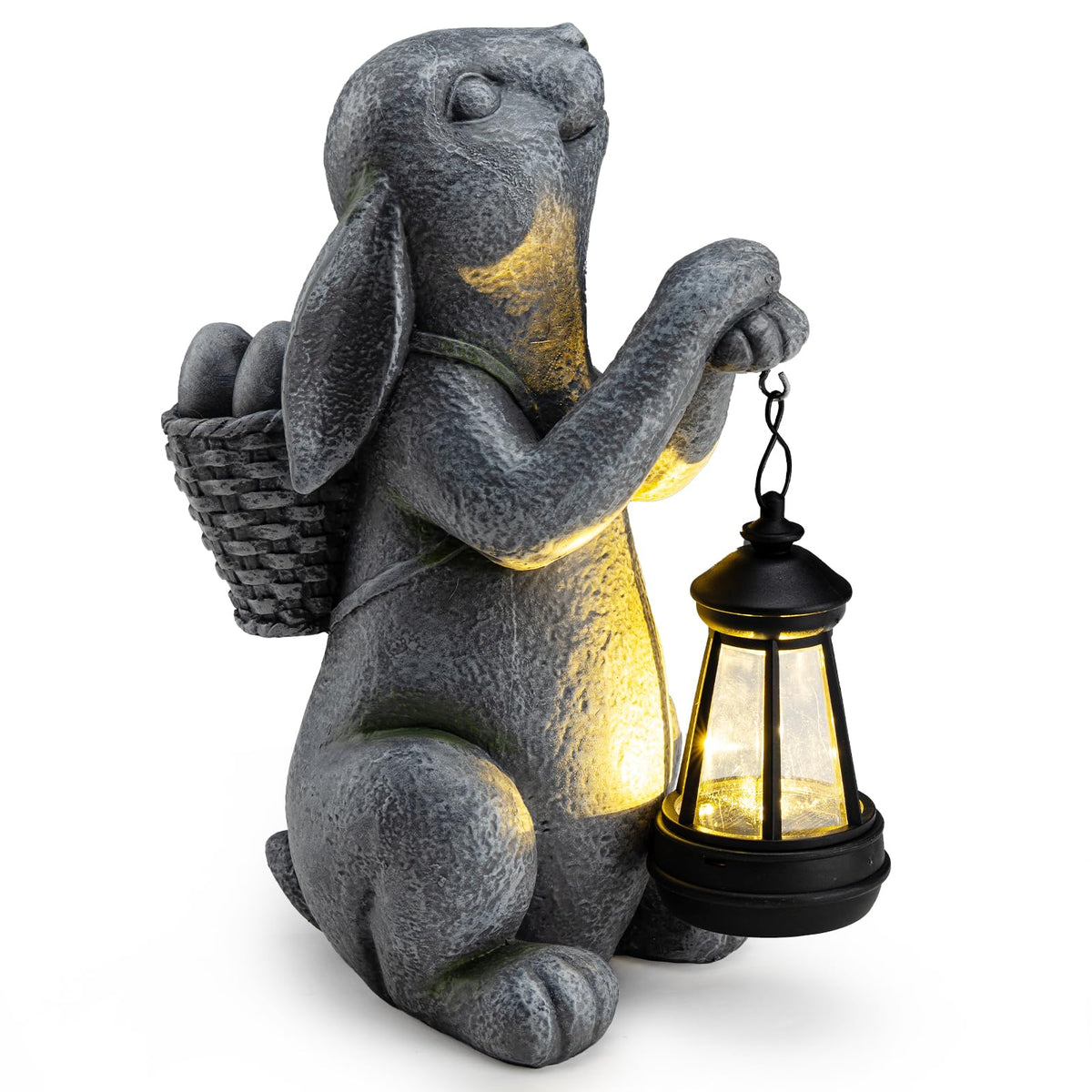 YDKOJGW Solar Garden Rabbit with Lantern — Outdoor Bunny Statue for Patio & Yard