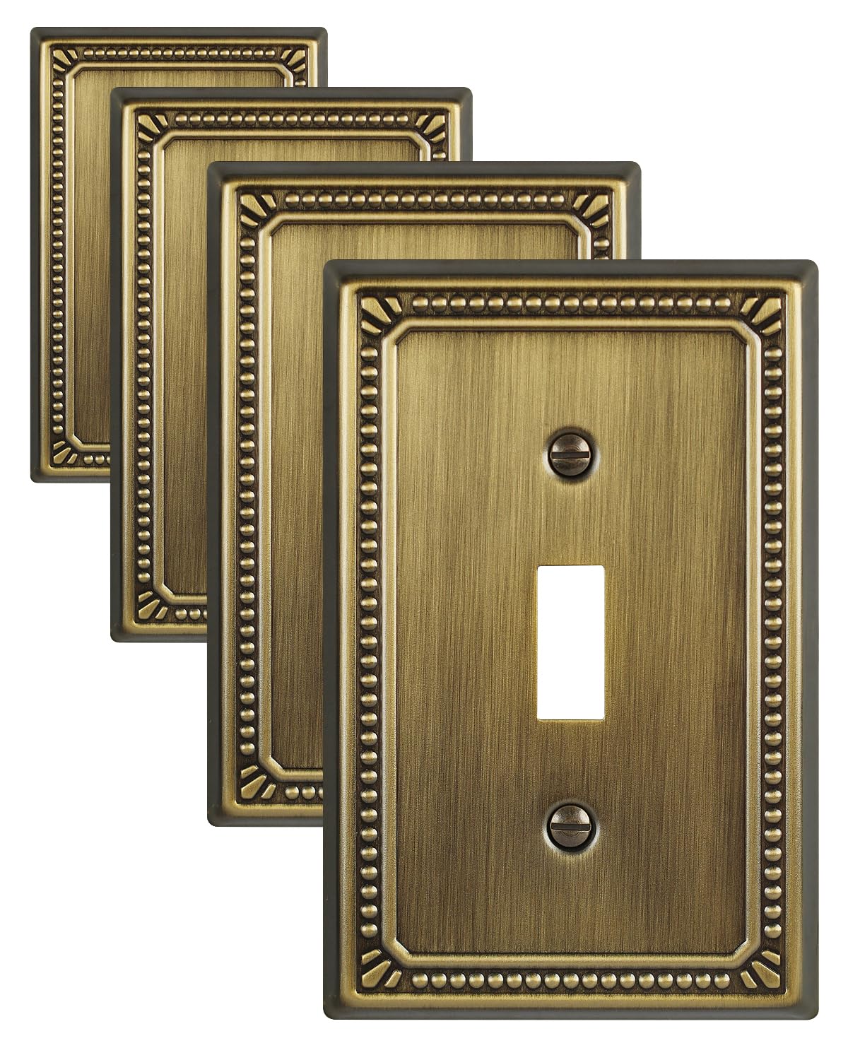 ZILLSEA Antique Brass Pearl Toggle Plate 4-Pack – Midsize Metal Wall Plates