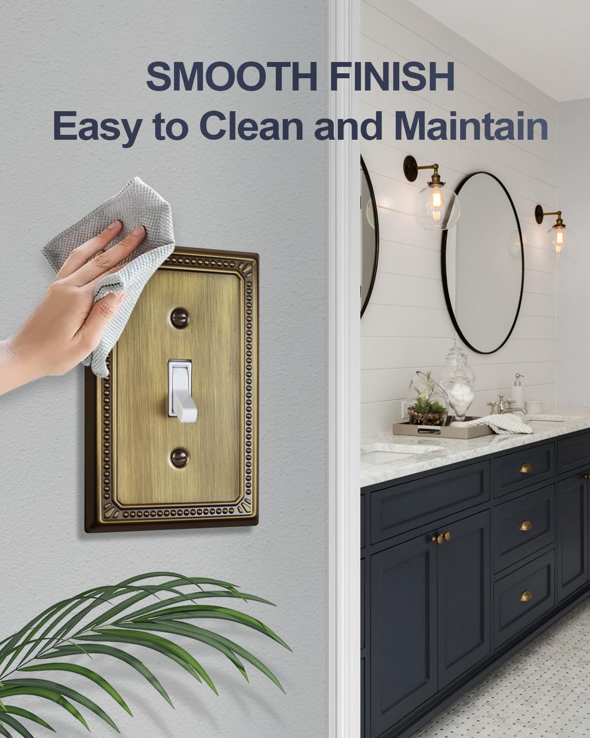 ZILLSEA Antique Brass Pearl Toggle Plate 4-Pack – Midsize Metal Wall Plates